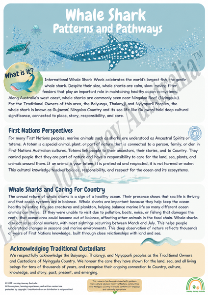 Whale Shark Early Learning Activity - Embedding First Australian ...